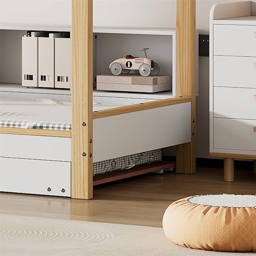 Imagen Cama nido para niños con estantes y mesita de noche