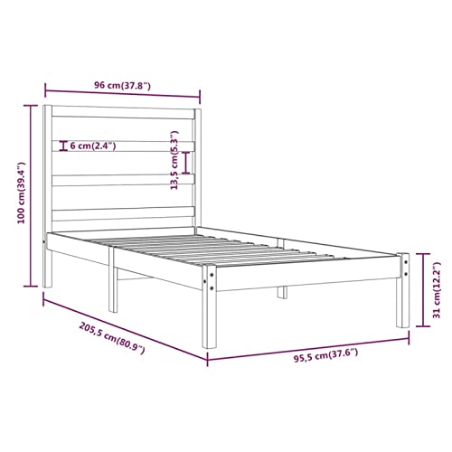 Imagen Base somier de madera maciza de pino blanca 90x200 cm calidad y estilo en tu descanso