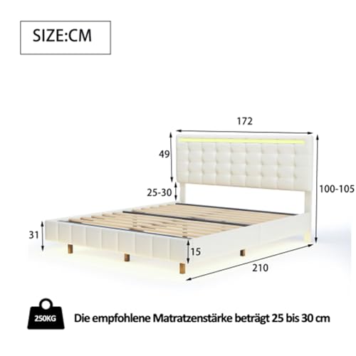 Imagen Descansa con estilo en la cama flotante tapizada con luces led y ropa de cama agradable para la piel 