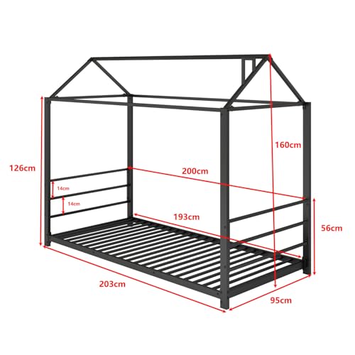 Imagen Cama infantil en forma de casa negra 90x200 ideal para niños