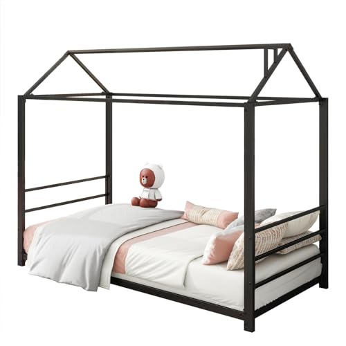 Imagen Cama infantil en forma de casa negra 90x200 ideal para niños