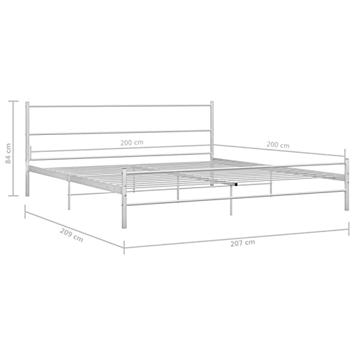 Imagen Cama canape de metal blanco 200x200 cm estructura resistente para un descanso ideal