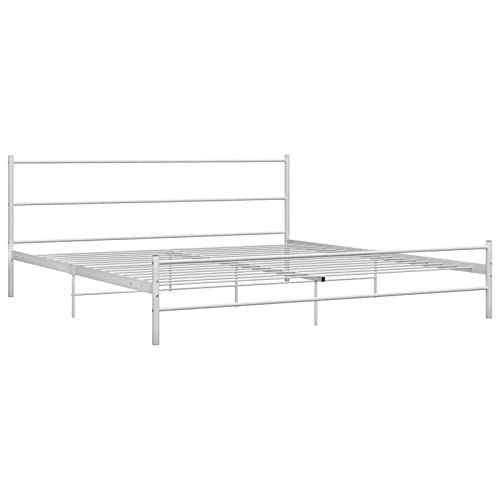 Imagen Cama canape de metal blanco 200x200 cm estructura resistente para un descanso ideal