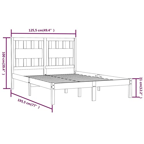 Imagen Base de cama yumeng de madera maciza negra 120x190 cm