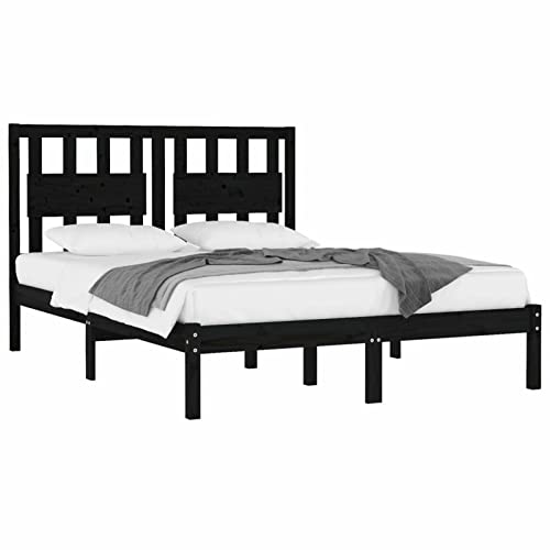 Imagen Base de cama yumeng de madera maciza negra 120x190 cm