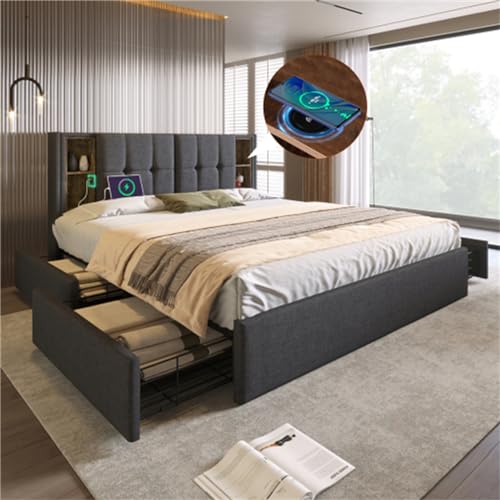 Imagen Cama doble con carga inalambrica y usb-c perfecta para dormitorios modernos