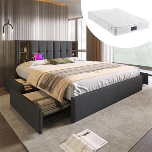 Imagen Cama doble con carga inalambrica y usb-c perfecta para dormitorios modernos