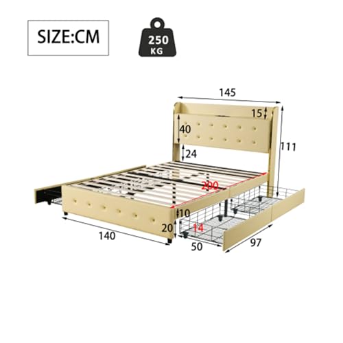 Imagen Cama doble con puerto usb cajones y estilo elegante