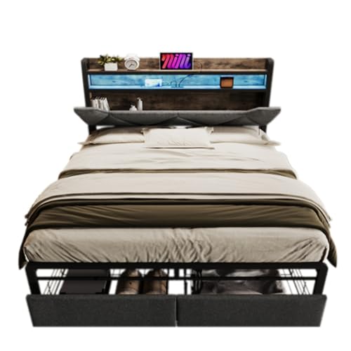 Imagen Cama moderna con cargador usb luces led y almacenamiento