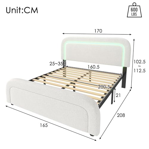 Imagen Cama doble de lujo con usb led y cabecera ajustable