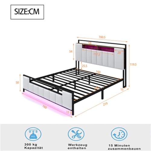 Imagen Cama doble versatil con luces led y puerto usb ideal para dormitorios