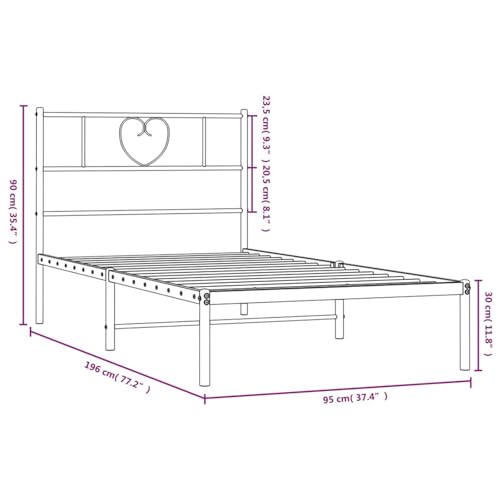 Imagen Cama juvenil de metal negro 90x190 cm para un descanso perfecto