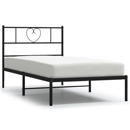 Imagen Cama juvenil de metal negro 90x190 cm para un descanso perfecto