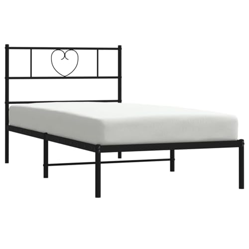 Imagen Cama juvenil de metal negro 90x190 cm para un descanso perfecto