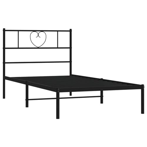 Imagen Cama juvenil de metal negro 90x190 cm para un descanso perfecto