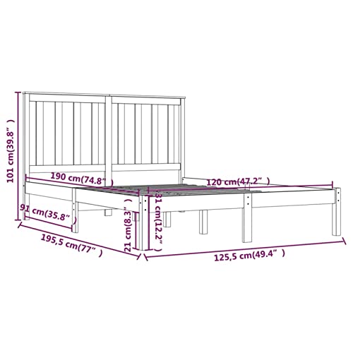 Imagen Cama de madera maciza pino doble negra 120x190 cm para un descanso de lujo