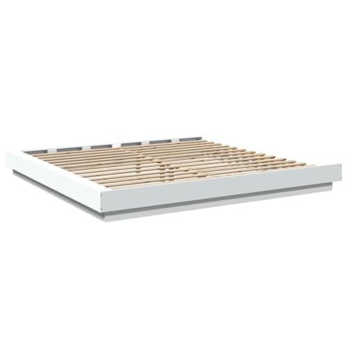 Imagen Descansa con estilo cama led de madera blanca 200x200 cm