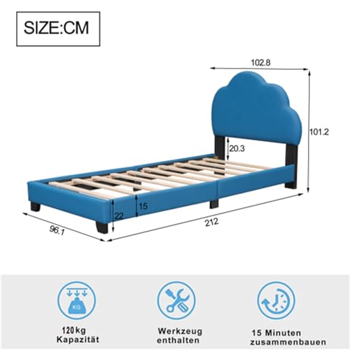 Imagen Cama infantil en forma de nube diseño unico en azul