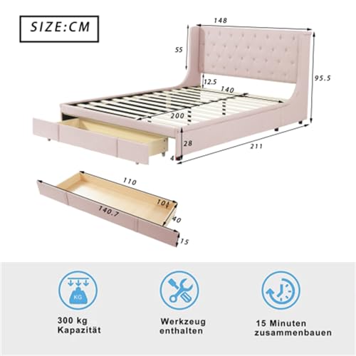 Imagen Duerme con estilo cama doble tapizada en rosa ideal para adultos y adolescentes