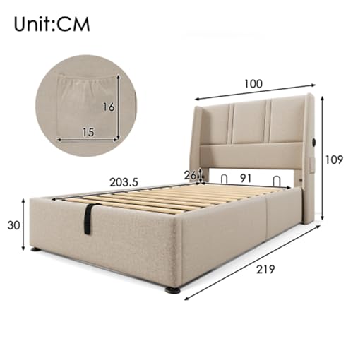 Imagen Cama moderna con puertos usb y almacenamiento hidraulico