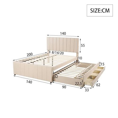 Imagen Cama doble versatil con nido cajones y cabecera ajustable