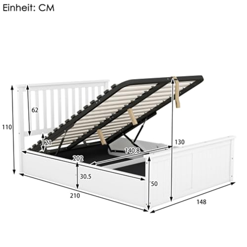 Imagen Cama doble de madera con almacenamiento y montaje facil