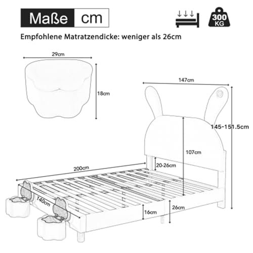 Imagen Cama juvenil con banco de almacenamiento y luces led