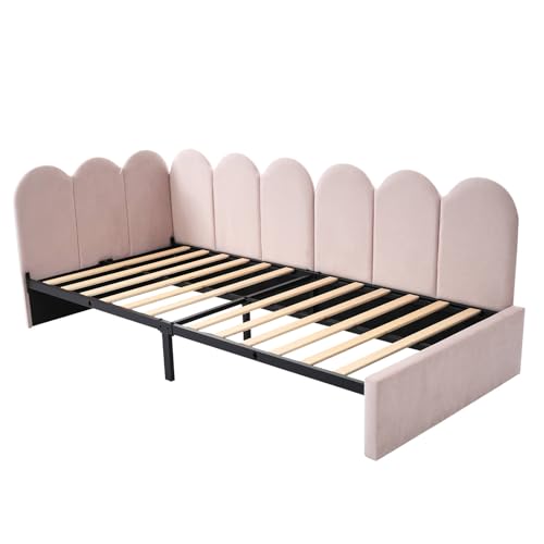 Imagen Cama rosa con almacenamiento y sofa cama para espacios pequeños 