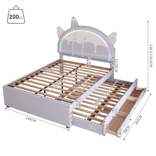 Imagen Cama infantil con ruedas y cajon ideal para habitaciones modernas facil de limpiar perfecta para niñas