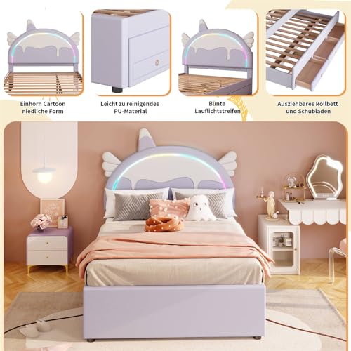 Imagen Cama infantil con ruedas y cajon ideal para habitaciones modernas facil de limpiar perfecta para niñas