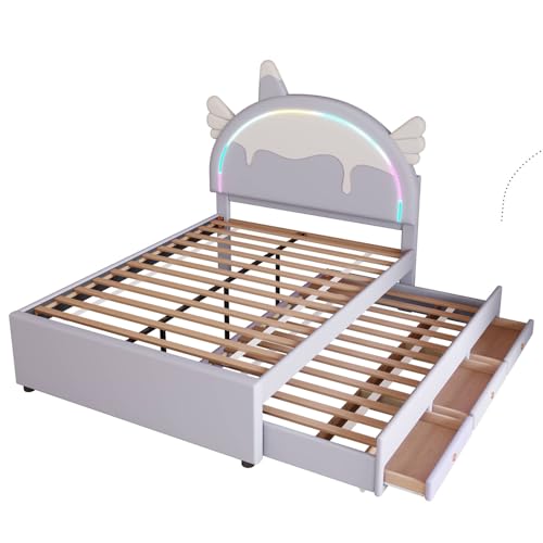 Imagen Cama infantil con ruedas y cajon ideal para habitaciones modernas facil de limpiar perfecta para niñas