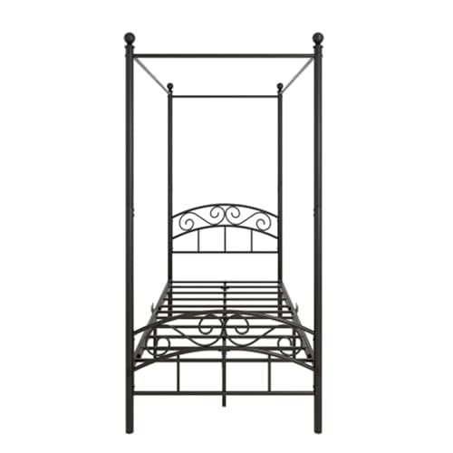 Imagen Cama con dosel de metal negro ideal para adolescentes