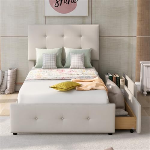 Imagen Cama infantil completa de 90x200cm en beige