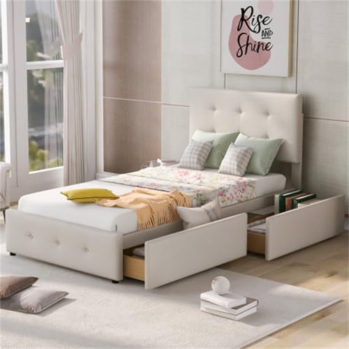 Imagen Cama infantil completa de 90x200cm en beige