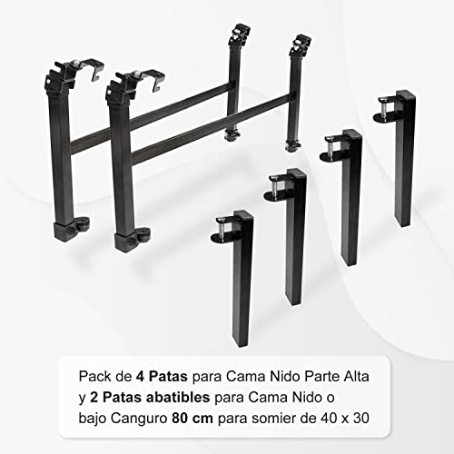 Imagen Pack 2 patas para cama nido estabilidad y versatilidad en negro