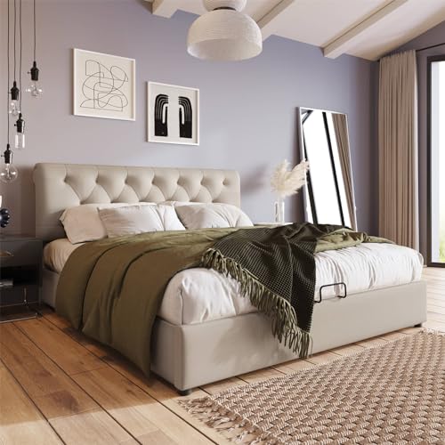 Imagen Cama moderna con almacenamiento y cabecera ajustable