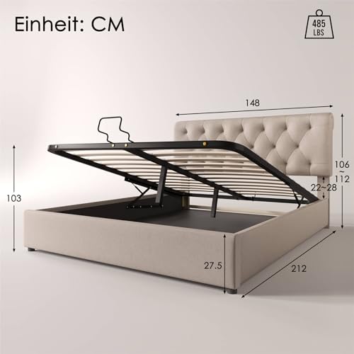 Imagen Cama moderna con almacenamiento y cabecera ajustable