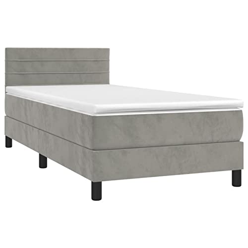 Imagen Ciadaz cama box spring con led en terciopelo gris claro