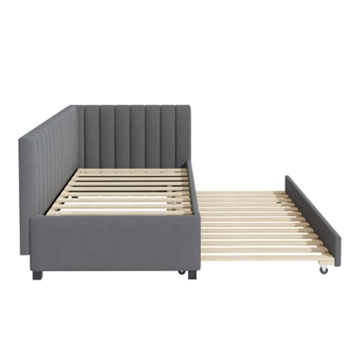 Imagen Maxima comodidad cama tapizada 90200cm sofisticado diseño gris para adolescentes y adultos