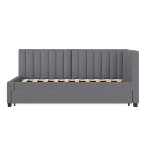 Imagen Maxima comodidad cama tapizada 90200cm sofisticado diseño gris para adolescentes y adultos