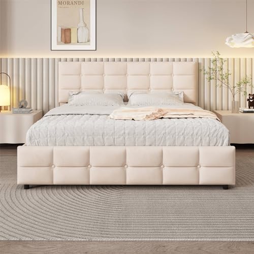 Imagen Cama doble clasica con cajones elegancia y funcionalidad