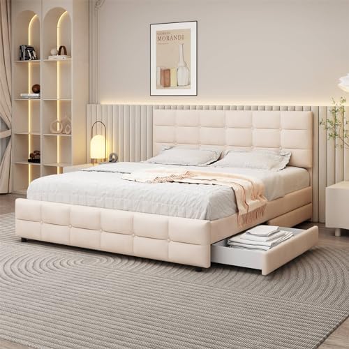 Imagen Cama doble clasica con cajones elegancia y funcionalidad