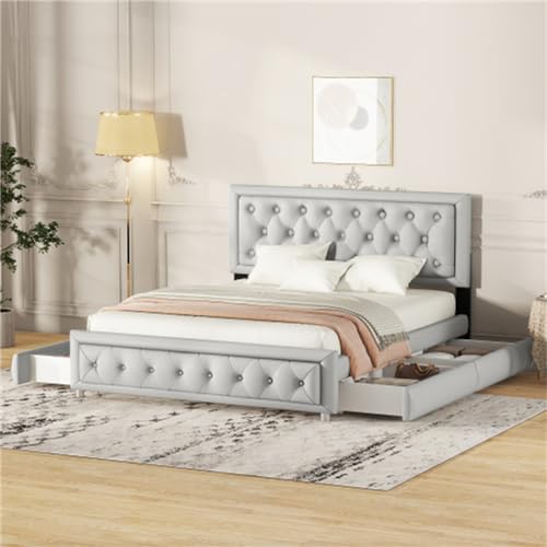 Imagen Cama tapizada regulable con almacenaje 140x200 gris