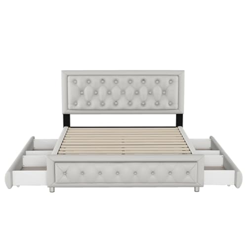 Imagen Cama tapizada regulable con almacenaje 140x200 gris