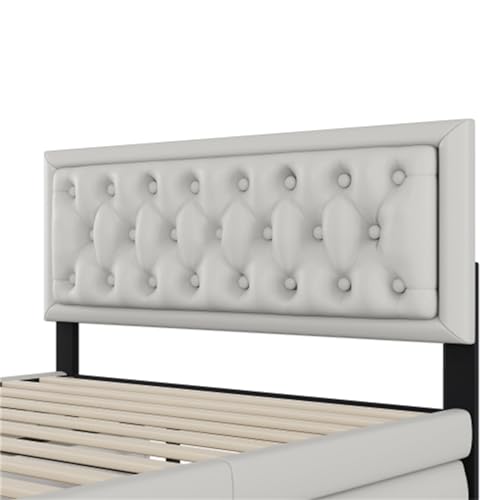 Imagen Cama tapizada regulable con almacenaje 140x200 gris