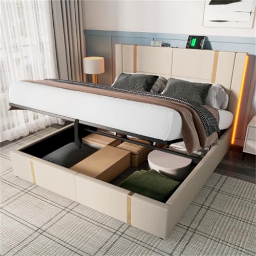 Imagen Cama doble de lujo con puertos usb y almacenamiento