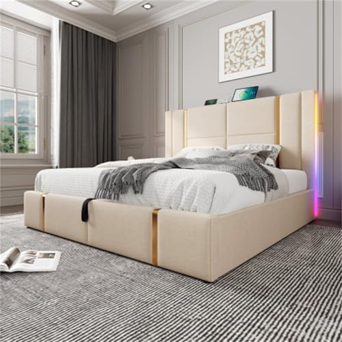 Imagen Cama doble de lujo con puertos usb y almacenamiento