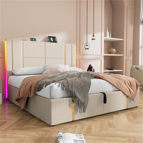 Imagen Cama doble de lujo con puertos usb y almacenamiento