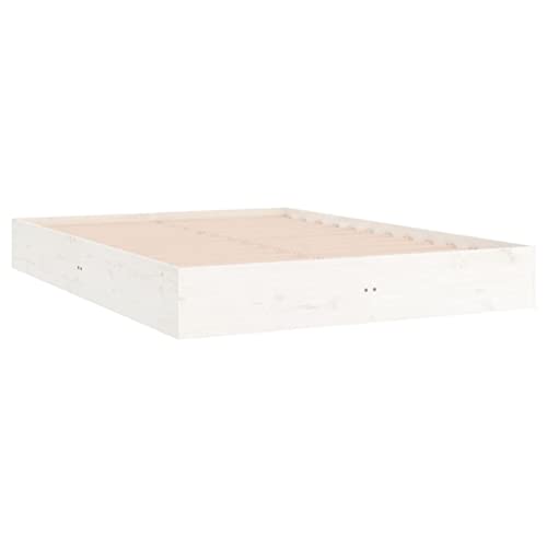 Imagen Base cama de madera maciza blanca 160x200 cm zhoumin