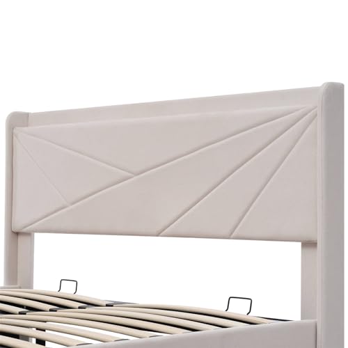 Imagen Cama doble de lino con almacenamiento y cargador usb tipo c moderna elegante y resistente